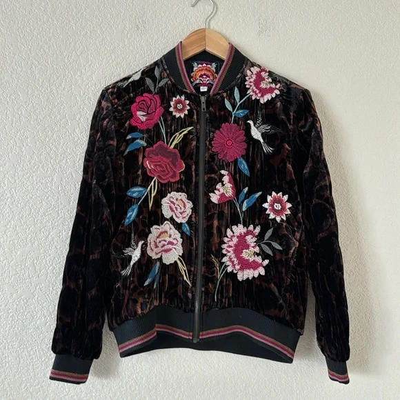 Johnny Was Junia velvet Quilted Bomber Jacket Size XS - Picture 3 of 13